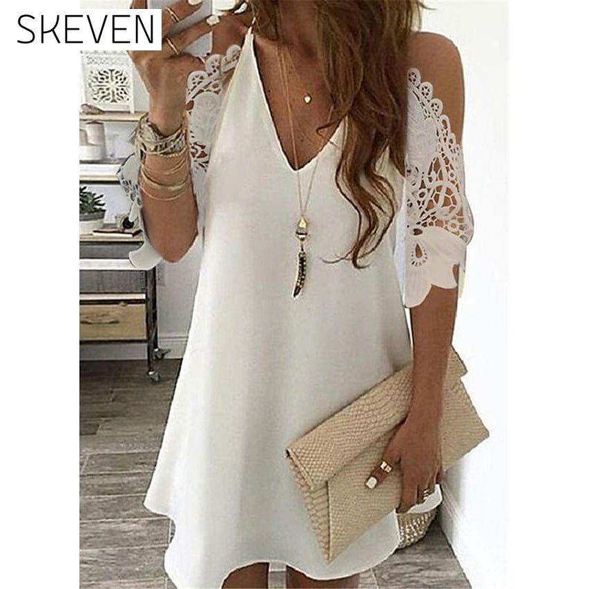 Women's Half Sleeve Solid Cutout Shift Dress White __stock:200 casual dresses clothes dresses refund_fee:1200