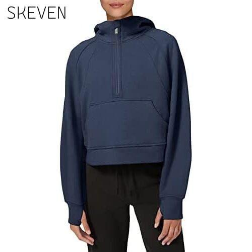 Women's Hoodies Fleece Lined Collar Pullover Navy Blue __stock:200 clothes refund_fee:1200 tops