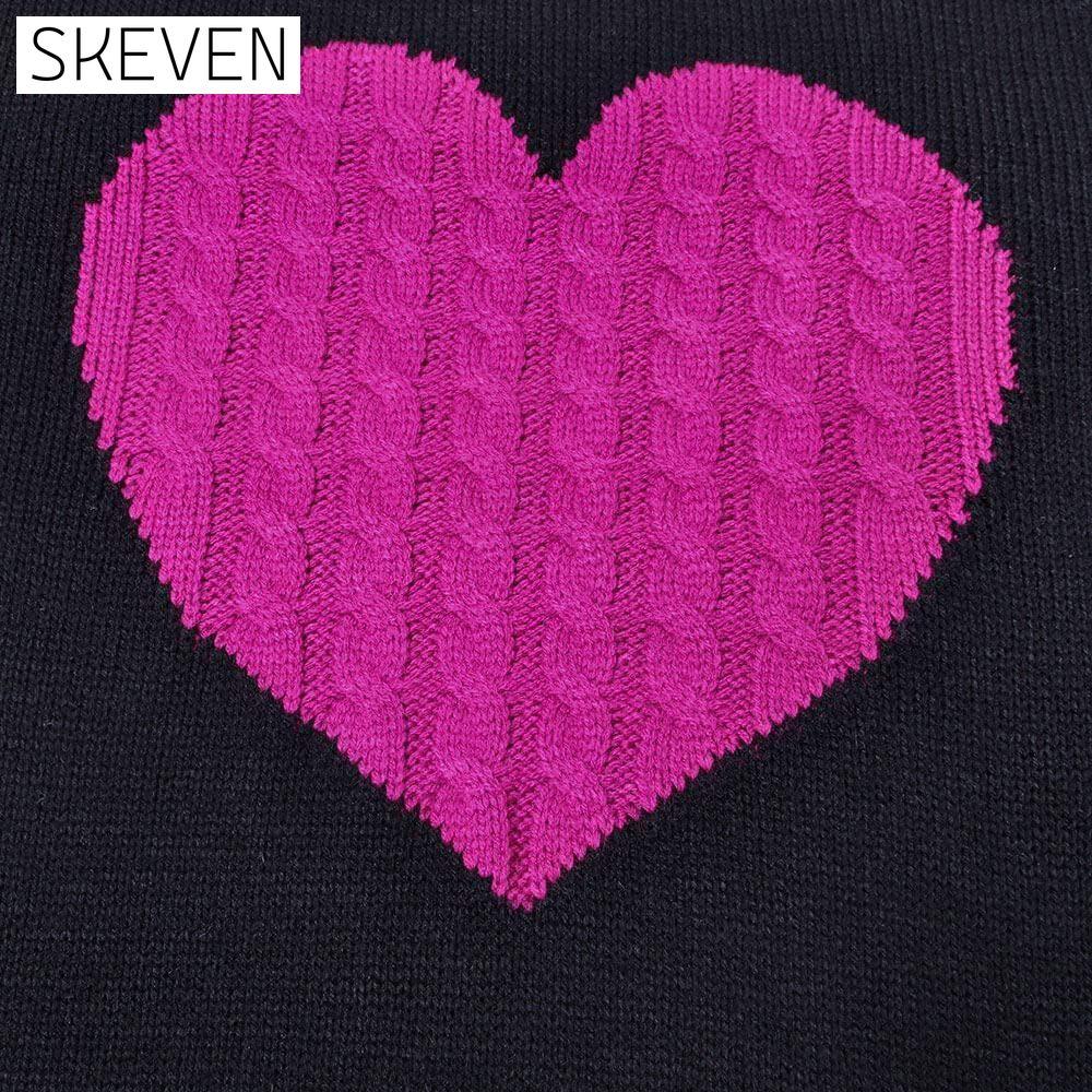 Women's Long Sleeve Crewneck Cute Heart Knitted Sweaters __stock:500 clothes refund_fee:1200 tops