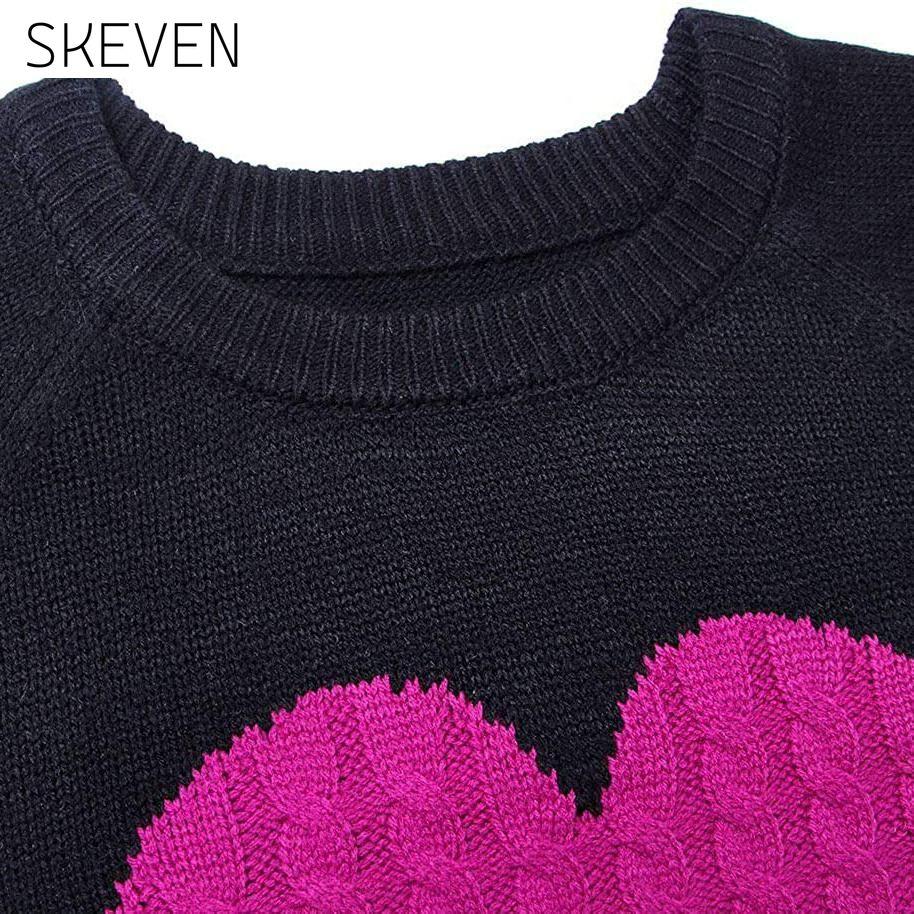 Women's Long Sleeve Crewneck Cute Heart Knitted Sweaters __stock:500 clothes refund_fee:1200 tops