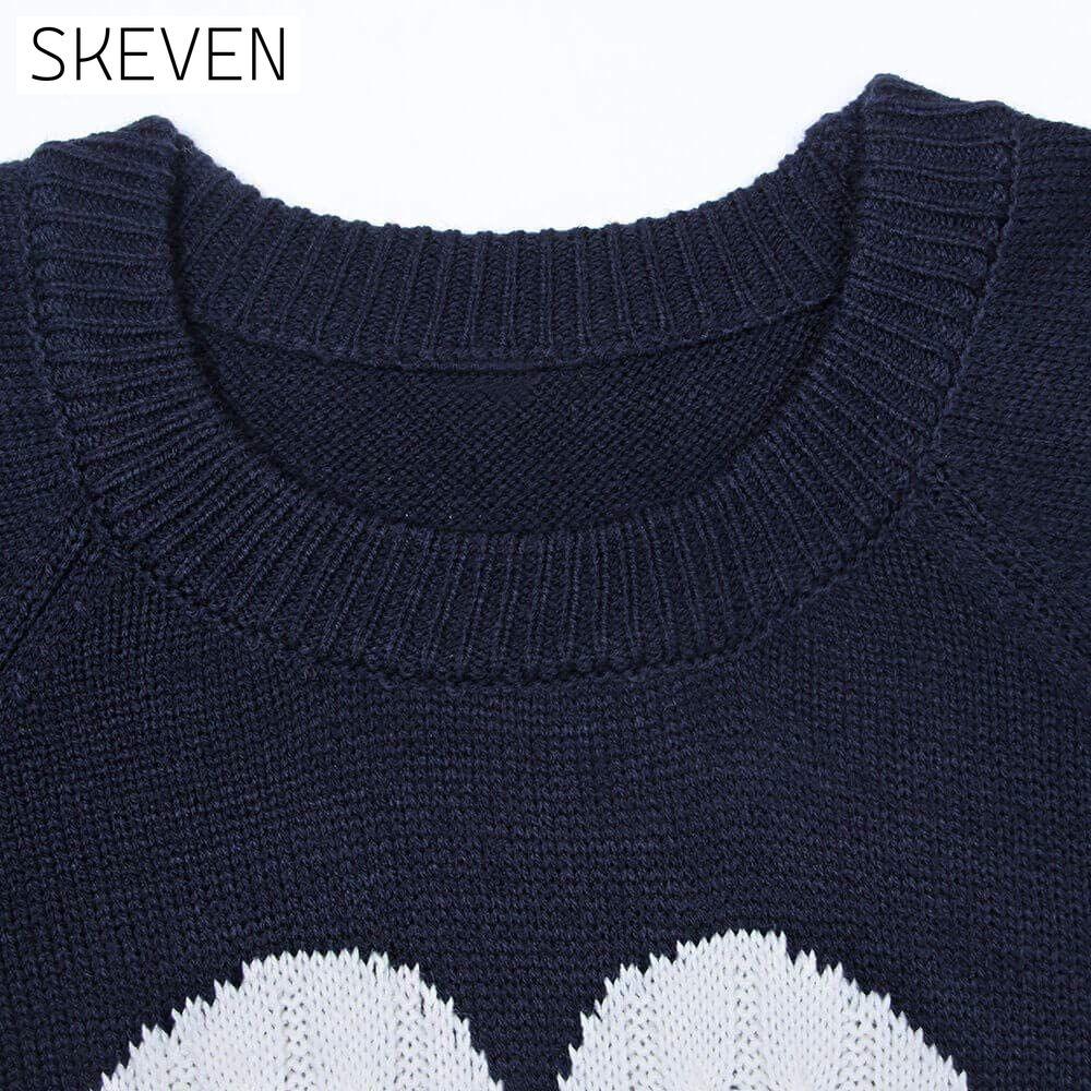 Women's Long Sleeve Crewneck Cute Heart Knitted Sweaters __stock:500 clothes refund_fee:1200 tops