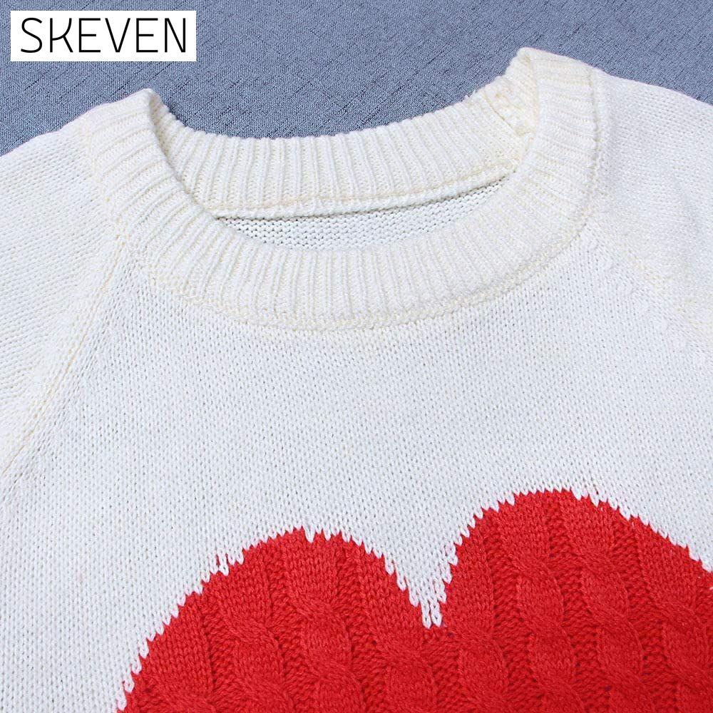 Women's Long Sleeve Crewneck Cute Heart Knitted Sweaters __stock:500 clothes refund_fee:1200 tops