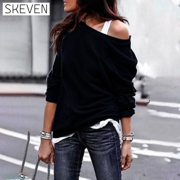 Women's New Fashion Style One Shoulder Soft Long Sleeve Top Black __stock:50 clothes refund_fee:800 tops