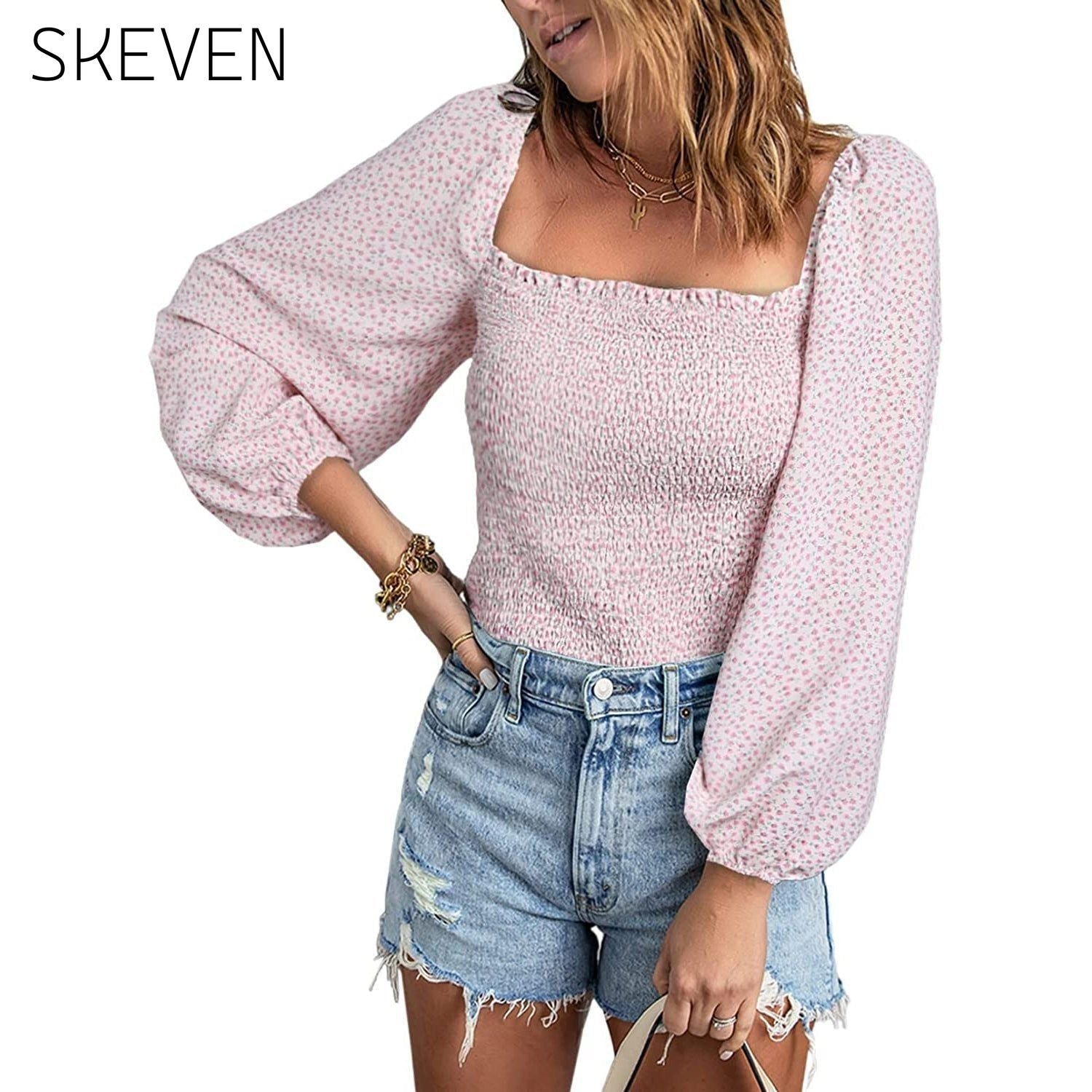 Women's Puff Long Sleeve Square Neck Tops __stock:200 clothes refund_fee:1200 tops