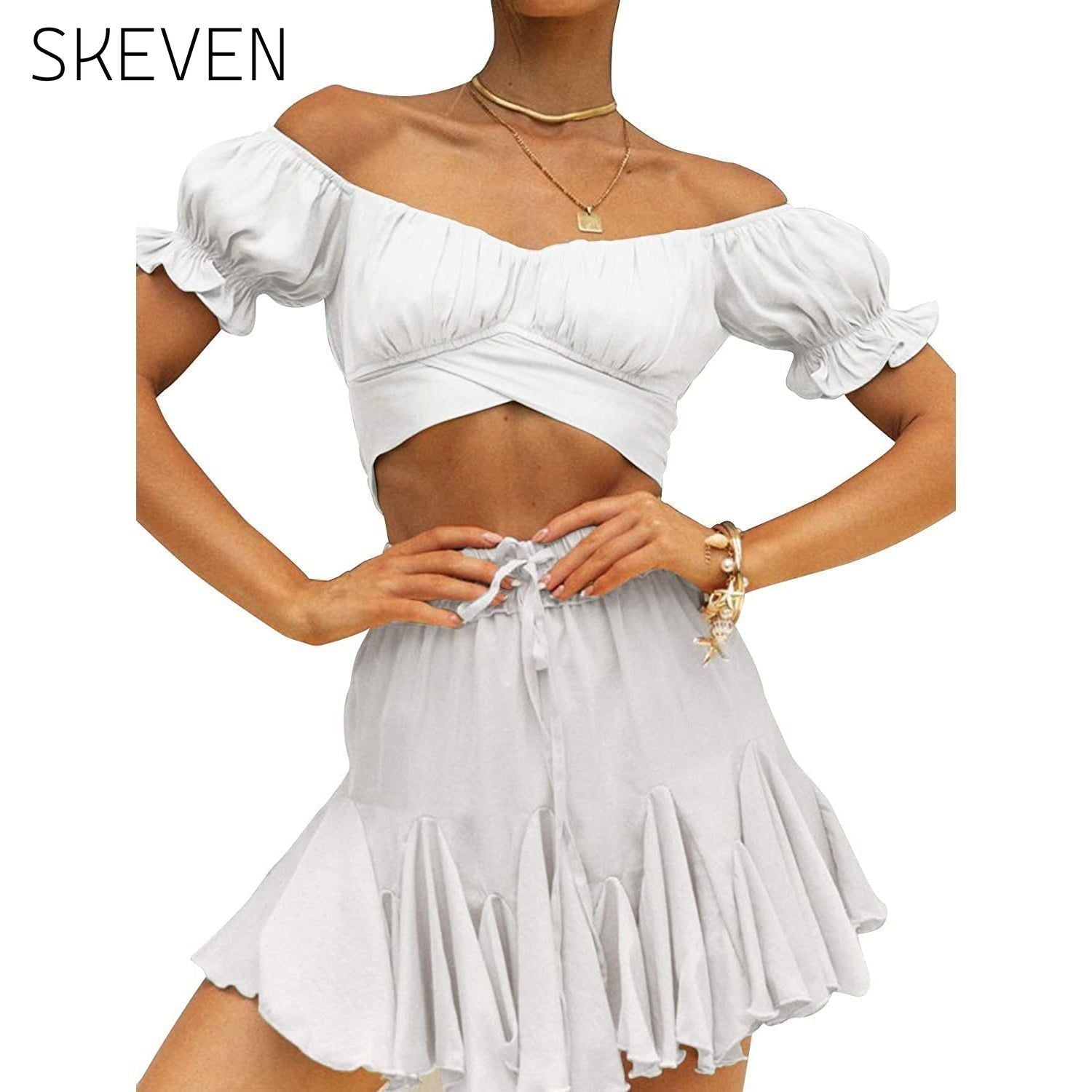 Women's Ruffle Short Sleeve Tie Shirt __stock:200 clothes refund_fee:800 tops