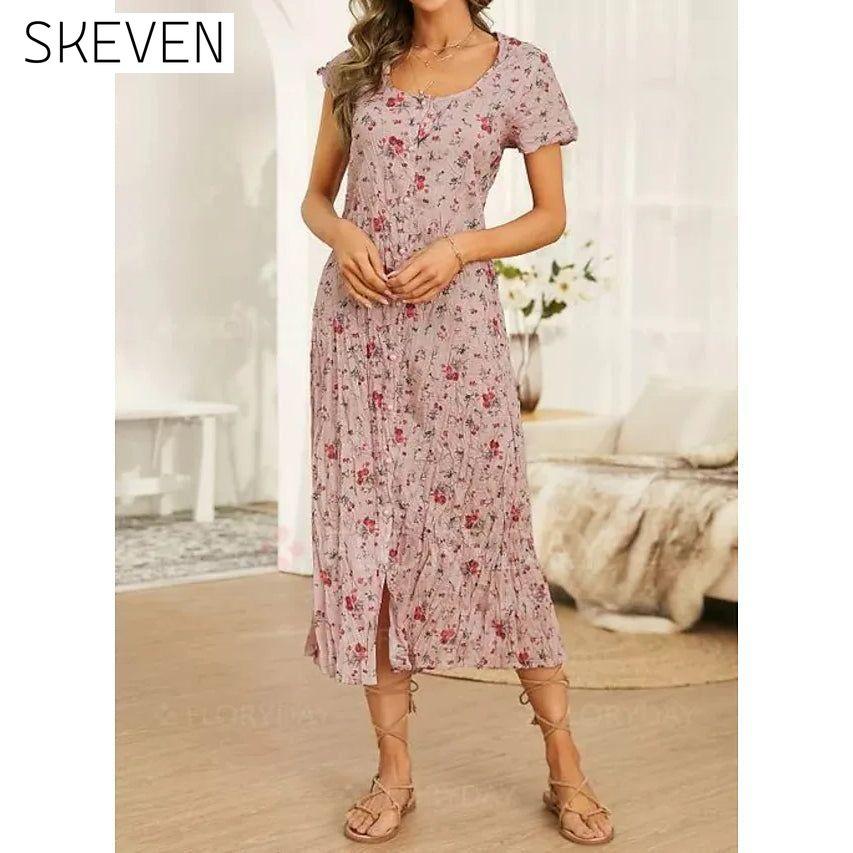 Women's Shift Short Sleeve Floral Print Dress __stock:200 casual dresses clothes dresses refund_fee:1200