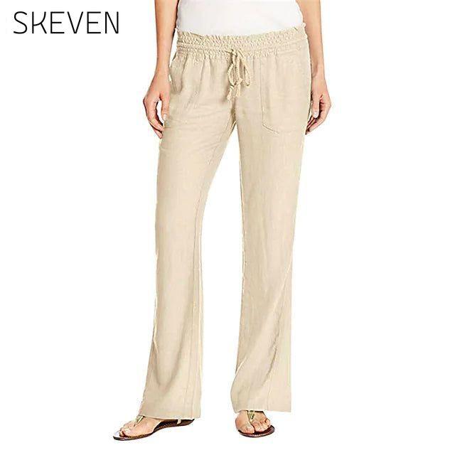 Women's Simple Comfortable Breathable Trousers Beige __stock:200 bottoms refund_fee:1200