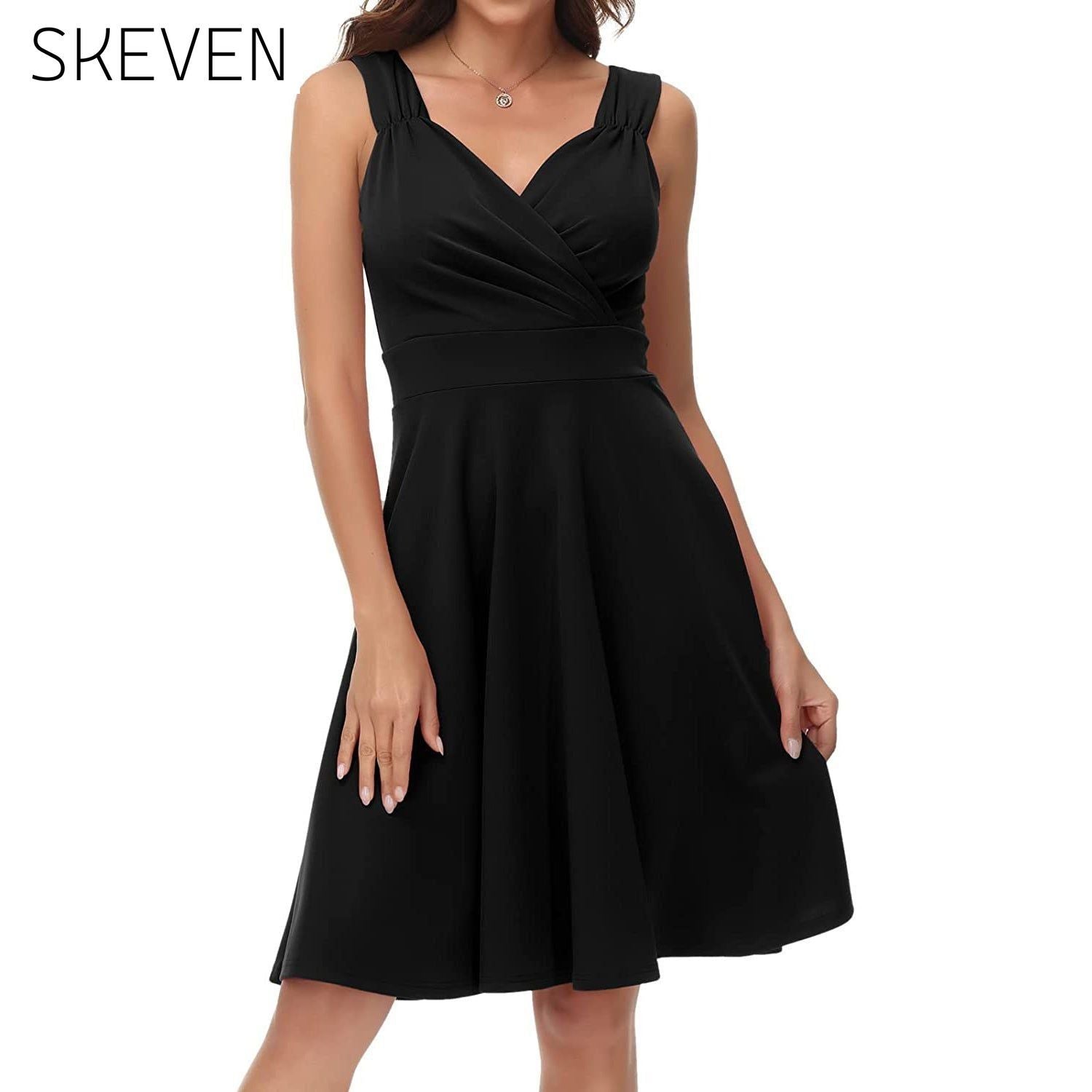 Women's Sleeveless Wrap V-Neck A-line Bridesmaid Cocktail Party Dress __stock:200 casual dresses clothes dresses refund_fee:1200
