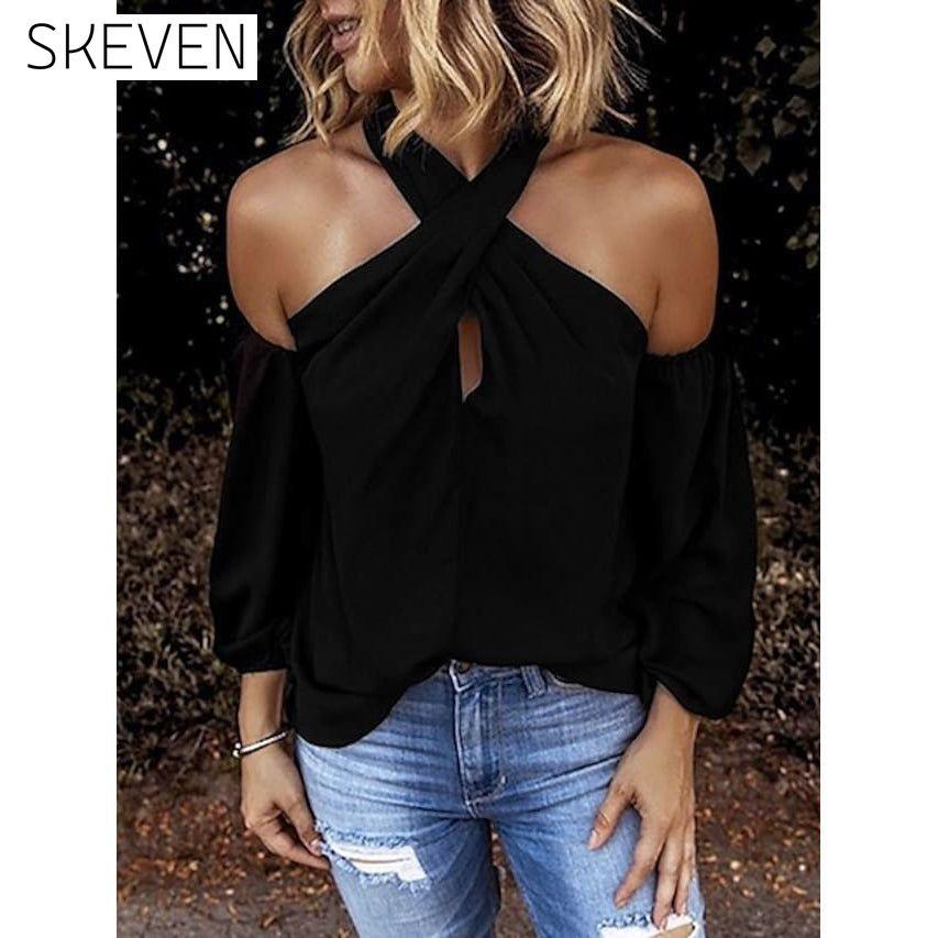 Women's Solid Color Halter Top Black __stock:200 clothes refund_fee:1200 tops