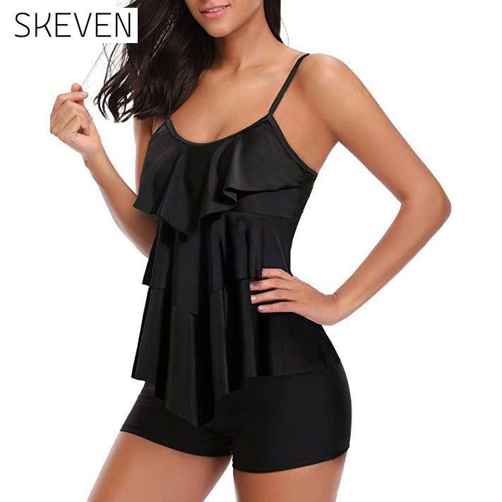 Women's Tankini Two Piece Tummy Control Bathing Suit Black __stock:200 clothes Low stock refund_fee:1200 tops