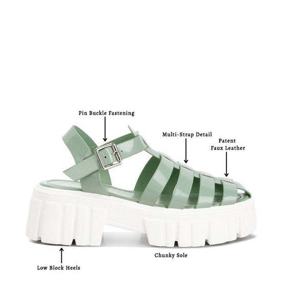Zurie Chunky Gladiator Sandals - Trendy Green